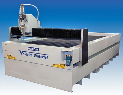 The V-Series features fully-enclosed bellows to protect both the Y and Z axes from abrasive garnet buildup. The X axis features dual drives and completely covered custom aluminum extrusions to keep all precision bearing surfaces clean during the cutting process.