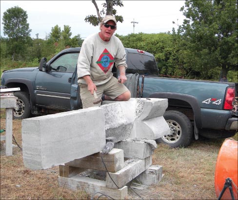 Artist Dan Ucci taking a short break from making chips and dust to pose. Dan, an accomplished artist, is also a fabricator and master mason. Look for a feature on Dan’s work in an upcoming issue of the Slippery Rock Gazette. 