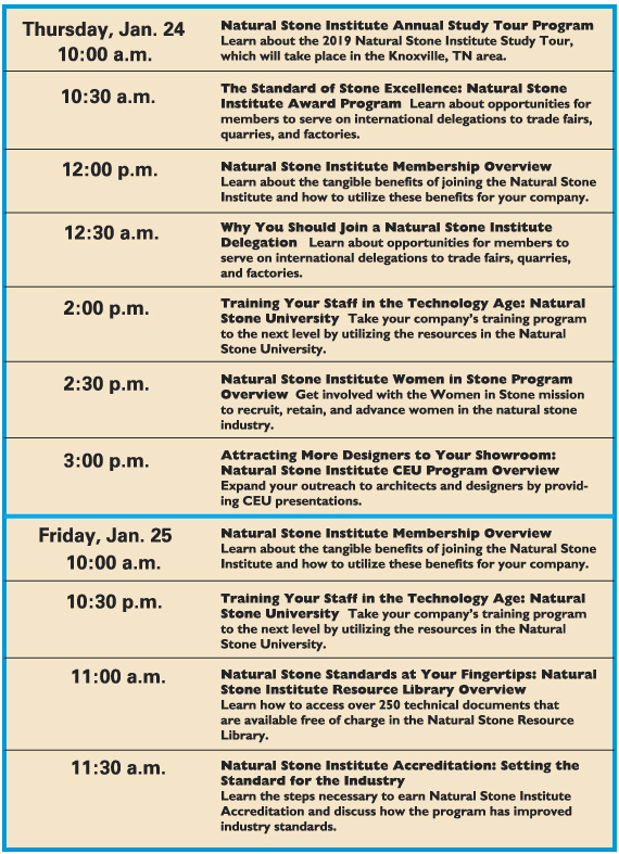 Education Schedule for The 2019 TISE Booth 