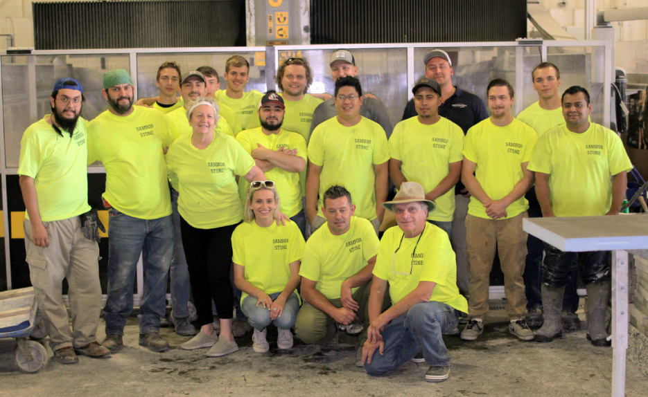 Sambor Stone Ltd. owners and crew. Sambor Stone Ltd.  recently hosted a Stone Fabricators Alliance event at their shop in South Holland, Illinois.