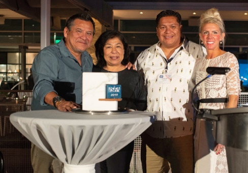 Fabricator of the Year 2019  winner ROCKinteriors – Laura Grandlienard and Omar Salazar, flanked by Augie Chavez (left) and Amy Miller (right).