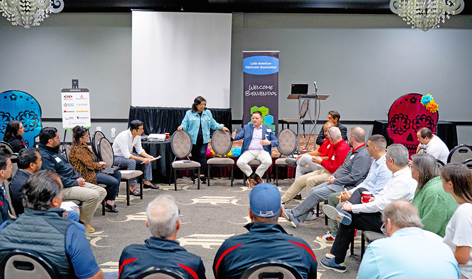 Laura Grandlienard, pictured below standing, at center: “Our inaugural LAFA Exposition launched with corporate support on November 2, 2024 in Dallas. Among those who supported the kickoff of this initiative are BB Industries, Benjamin Moore, CaraGreen, GranQuartz, Cantera Portofino USA, Farnese, Laser Products Industries, Park Industries, and Spark Capital.”