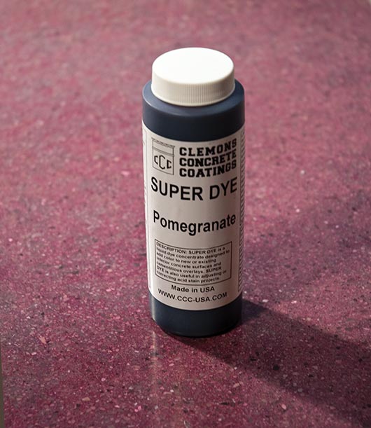 Clemons Super Dyes offer the contractor ease of use, a wealth of vibrant color choices and deep color penetration for interior applications, and can be polished after application. Masking and stencil techniques can also give contractors great artistic freedom.