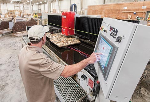 Sims-Lohman uses a variety of stone equipment throughout its fabrication facilities, with a predominance of Park Industries saws and CNC machines, like the Titan in their Este Avenue facility. “Our CNC machines fill our need for fast, day-to-day  turnaround times of the many builders and big box stores we service.”