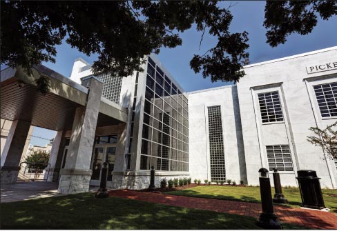 New wing and renovation on the Pickens County Courthouse in Jasper, Georgia, is faced with White Cherokee marble.