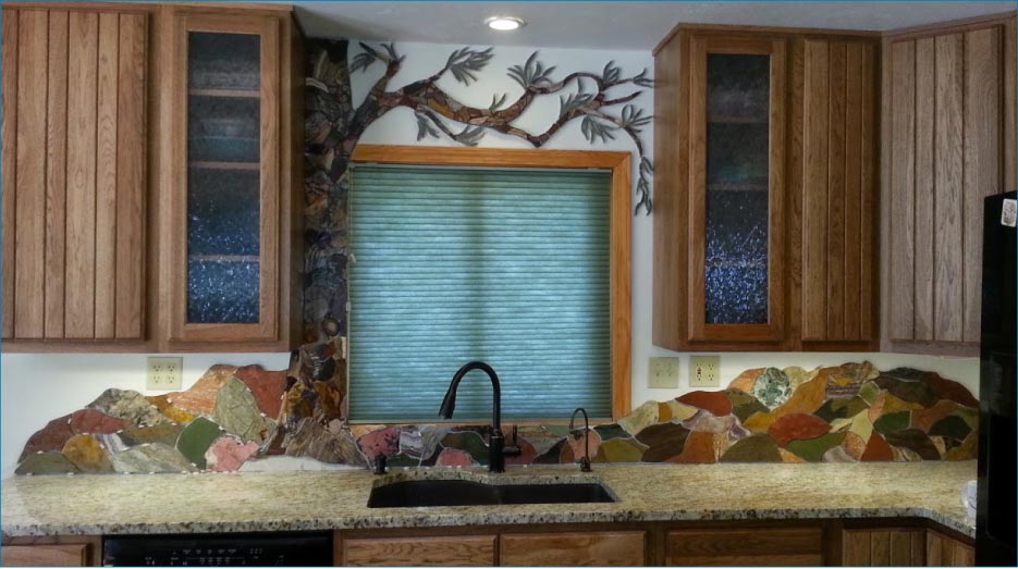 The humble backsplash re-imagined as a colorful, one-of-a-kind piece of art.