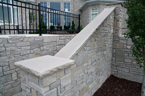 One of the biggest fallacies surrounding Indiana limestone is that it’s much more expensive than concrete products. Caps, patio and walls in Full Color Blend™.