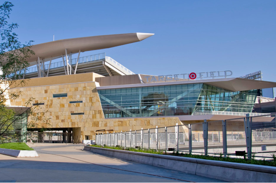 A variety of colors were selected for Target Field Stadium, home of the Minnesota Twins.