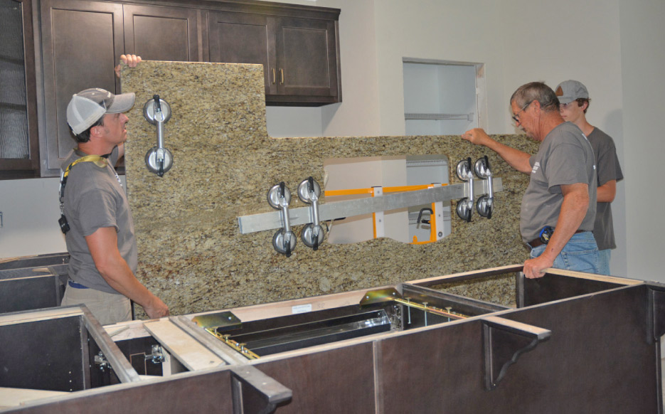 One of Crowley’s satisfied customers, Josh Stafford of Superior Stone Countertops in Crandall,  Georgia,  had this to say about his No-Lift:  “Last year (2019) I bought a No-Lift Install Cart. Being such a small company, it was a big step for me to drop thousands on a cart. Since then, though, I have installed some monster pieces with it. It’s a life and back saver, and has paid for itself in just the few short months that I’ve had it. I saw it (advertised in the Slippery Rock Gazette), and in the beginning I didn’t think it’d be worth a flip, but it’s a really unique and valuable tool. The roller ramp that came with it is phenomenal, too.” See the August 2020 issue of the SRG for Stafford’s story as a fabricator and firefighter/ first responder for the Chatsworth, Georgia fire department, and a member of Task Force 6,  a regional emergency response team.