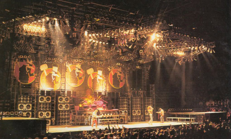 Light and Sound set up for Van Halen 1984 Live tour. Bonasera was in charge of building the power distribution and the 30 way head set intercom systems for many superstar bands in the 1980s.