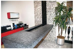 A Matrix Leather waterfall and peninsula at European Marble