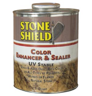 Stone Shield Color Enhancer & Sealer contains a UV-inhibitor to prevent fading from sun exposure.