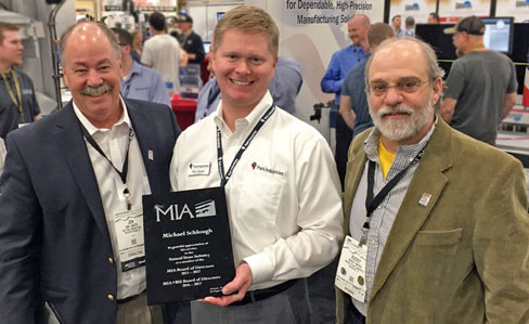 From left: Jon Lancto, Mike Schlough of Park Industries and Buddy Ontra. Schloug was recognized for his contributions to the MIA and NSI.