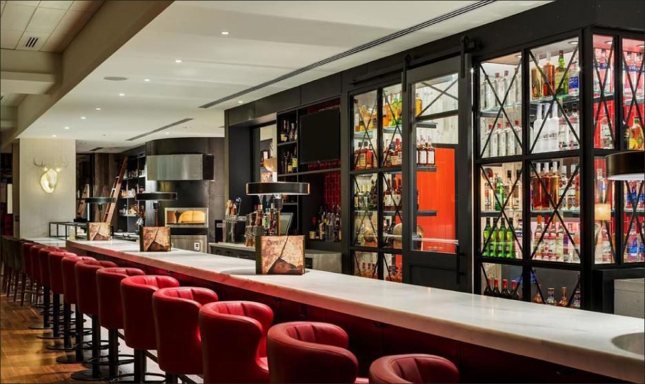 Timbers Bar and Restaurant in Bangor, Maine features a massive bar top of  Danby Imperial marble.