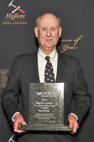 Mr. Peter de Kok, recipient of the 2018 Migliore Award for Lifetime Achievement