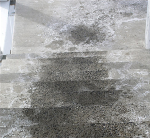 When I got there I found a classic example of spalling due to absorbed salts – in this case, de-icing salts are the culprit – but now there’s a solution, and a cure.