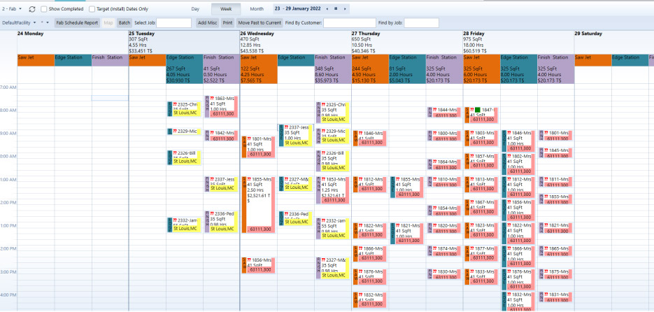 ActionFlow Fabrication Scheduler calculates time needed for each step of the fabrication process, and works in sync with the install schedule to pinpoint bottlenecks.