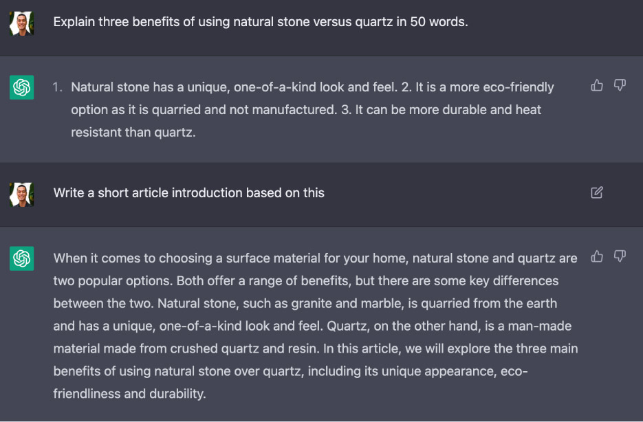 Using AI + ChatGPT for content creation