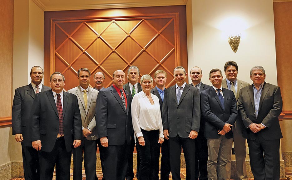 The newly elected 2014 MIA Board of Directors, at the StonExpo/Marmomacc Americas show.