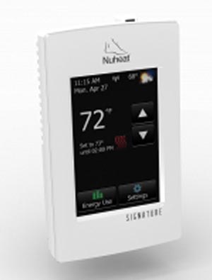 The Nuheat Signature will give homeowners full access to all thermostat settings with wireless remote access through a smartphone app (iOS or Android) or a web browser. Changing the temperature or schedule, or viewing energy usage will all be at the homeowners’ fingertips. 