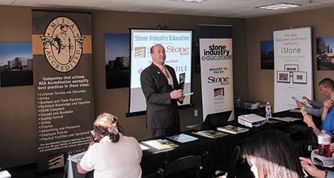 Tony Malisani hosts a seminar on the benefits of MIA membership at the most recent StonExpo/Marmomacc America show in Las Vegas. His past service to the organization includes serving on the committee that designed the current MIA Accreditation program.