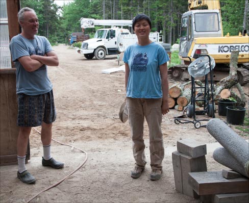 Maine artists Jesse Salisbury and Kazumi Hoshino have both been active in the Scoodic International Sculpture Symposium, hosted in the US since 2007. The sculptures that have come out of the symposium are scattered around Maine as pieces of monumental public art. Originating in Austria, the first symposium took place in an abandoned marble quarry in 1959. Noting great success by its founders, the symposium continued throughout Europe and Asia giving its artists the opportunity to gain new skills and techniques, as well as enriching their worldly perspective by experiencing new customs and cultures from that year’s hosting country. In its present biennial form, the first and second Schoodic International Sculpture Symposiums were held in the Schoodic section of Acadia National Park in Maine in 2007 and 2009. The symposium was relocated in 2011 to Prospect Harbor, Maine, a town located on the Schoodic Peninsula. This past year’s Symposium in Orono, Maine, was led by Project Director Ms. Tilan Copson and Art Director Mr. Jesse Salisbury, and totaled 176 applicants from 54 countries around the globe.