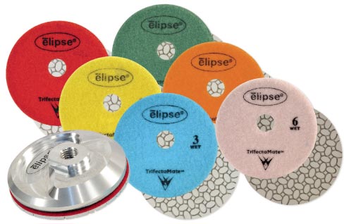 Elipse  6-Step Wet Polishing Pads and Patented Oscillating Back-Up Pad