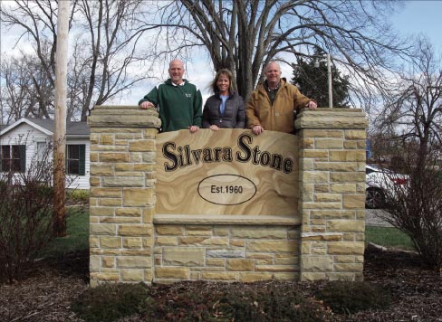 Silvara Stone, located in Crossville, Tennessee, is in the heart of Crab Orchard sandstone country. Pictured left to right: Jim Sullivan – Project Manager, Lisa Rogers – Office Manager, Jon Kraus–Owner