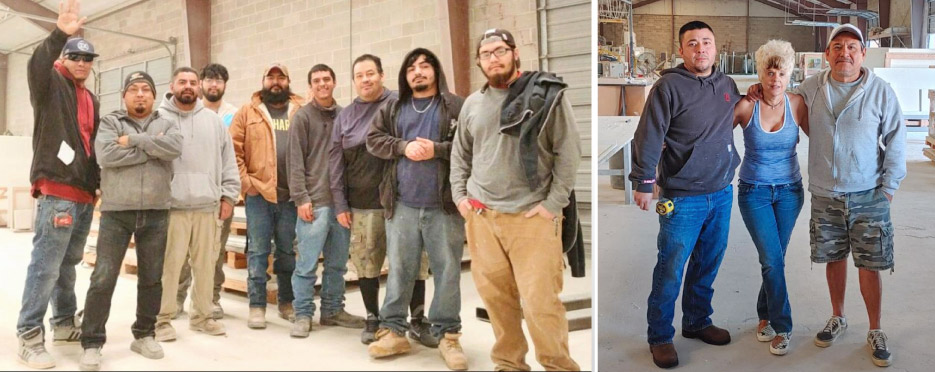 Above, left: the Gecko fabrication crew works within a safe and efficient wet production environment. Above, right: The Gecko install crew, heading out for the day.