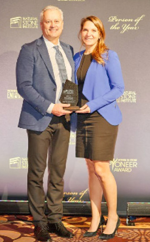 Michael Picco with last year’s recipient, Katie Jensen,  at the NSI 2021 Awards ceremony.