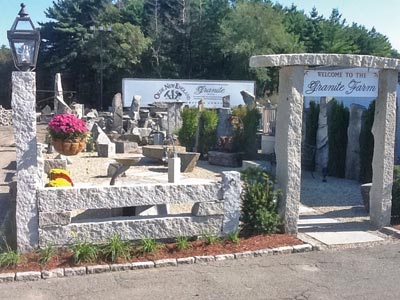 The entrance to the two-acre “Granite Farm” located in Lynnfield, Massachusetts, where builders, landscapers, architects, homeowners and even occasional television and film personnel can wander around and look at the wide range of stone material – much of it from the 1800s – that all has been salvaged and is waiting to be repurposed. 