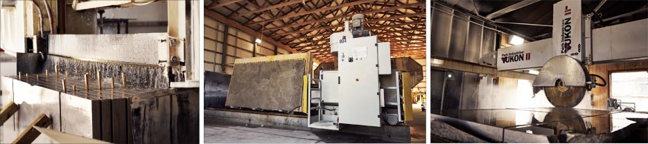 Phenix Marble Company fabrication equipment consists of a Standish diamond wire saw large enough for slicing and dicing a 10.5-foot by 70-inch size block, a Park Industries Yukon 2 Bridge saw, two Park Industries splitters, a 60-inch and a 24-inch model, and a GMM single head surface polisher.