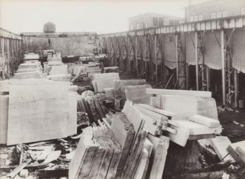 Phenix Marble processing plant and cut stone yard. Note the massive gantry crane at the far end of the yard.