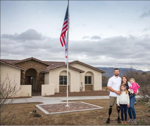 Natural stone and fabrication for US Army Sergeant First Class Caleb Brewer and his family in Arizona were provided by Arizona Tile and Picasso Tile & Stonework. 