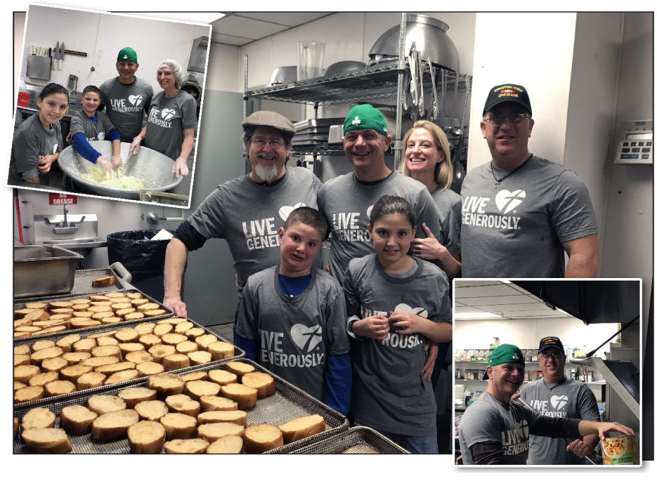 The team from Braxton-Bragg prepares fresh ingredients to feed the homeless at KARM.