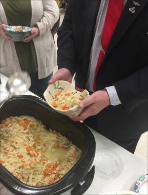 For  the TVCH event, hand-crafted bowls were donated by the Knoxville, TN pottery workshop Mighty Mud. Homemade soup was donated by local businesses and individuals, including Braxton-Bragg Sales Associate Mike King.