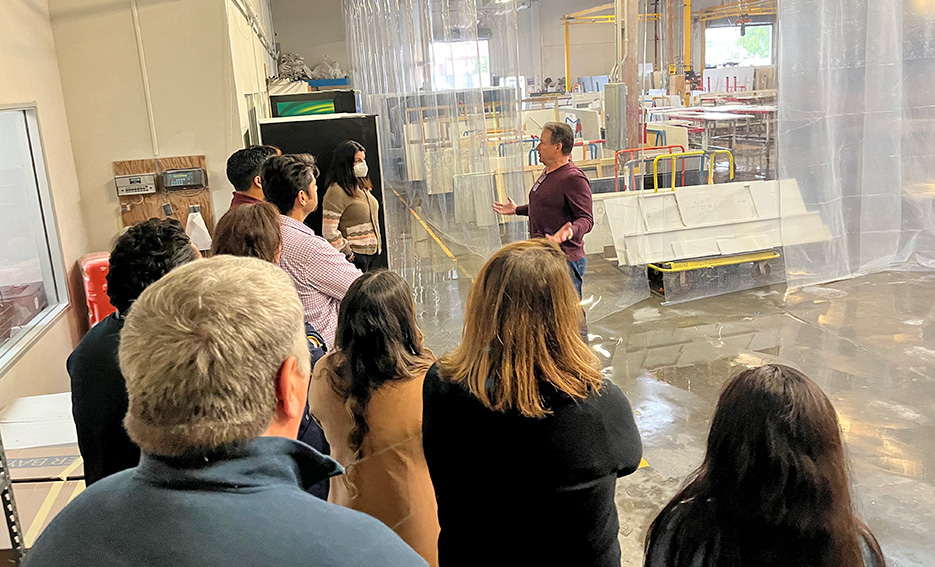 Public health officials tour the Block Tops facility, in Anaheim, CA.  Block Tops hosted the meeting between public health officials and representatives from the stone industry.