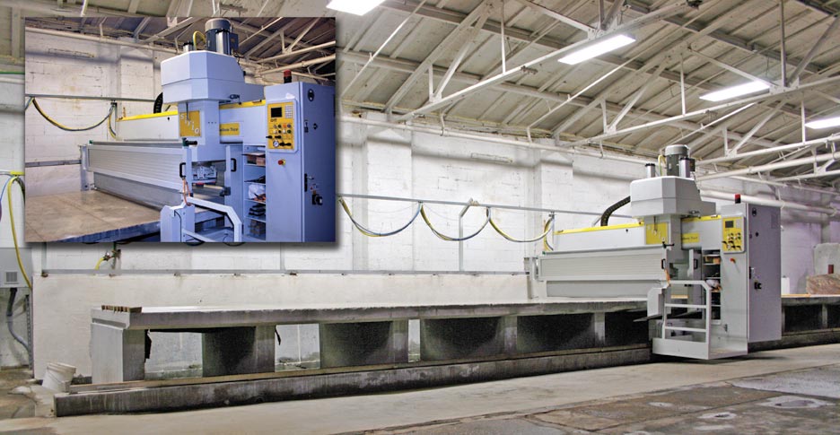 The Marmo Meccanica SIRO Polisher is the newest addition to the family. It is the largest slab polisher in North America. The SIRO can polish up to 4 full slabs at a time.