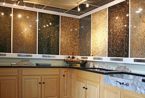 One of the many display areas at Webco features an array of exotic and popular granite slab samples. The business serves eastern Tennessee, northern Alabama and Georgia, western South Carolina, eastern North Carolina, and southern Virginia and Kentucky.