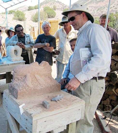 Anthony Lazzaro (New Mexico) talks about the challenges of carving his project during the class review, 2013 session.