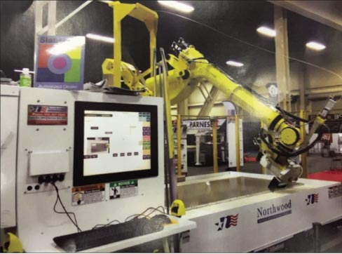 Granite America’s new 20,000-square-foot location showcases state-of-the-art digital fabrication techniques such as robotic cutting with their new Northwood robotic saw, and Northwood CNC waterjet technology. 