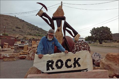 Located along Highway 89 in Yarnell, Arizona, Pete the Miner’s stone yard is an ocean of locally quarried onyx and black marble. “You can’t be running all around thinking you’re the best thing in the world because you’re selling rock. Because you know what? It’s not easy turning rock into hamburger, but that’s what stone artists do. You get to eat, making money, doing stone. Once again... you’re just selling rock. Think about it!”  —Pete the Miner  