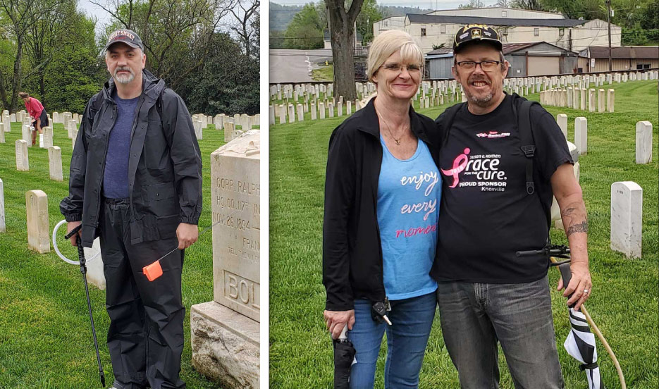 Derek Brodka, Braxton-Bragg Marketing Manager and Army veteran.  Right: Sandy and Bill Burgess. Bill is a Braxton-Bragg Customer Service Rep and an Army veteran.