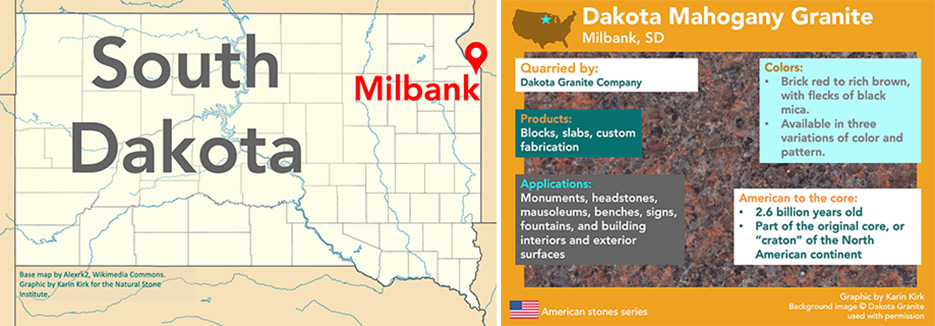 Because geography has no concern for state lines, one lone spot of granite welled up in South Dakota, not far from the Minnesota border: Dakota Mahogany.