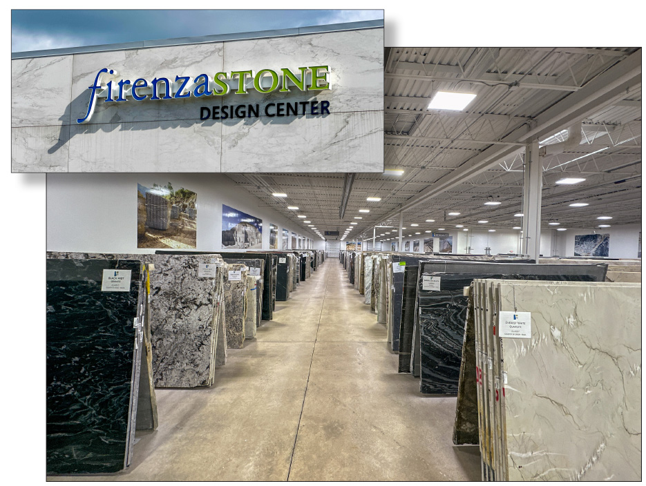 The Firenza Stone slab gallery by Ciot is housed in an 18,000 square foot climate-controlled warehouse.