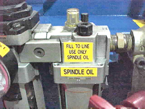 Fill points marked with the proper fluid used