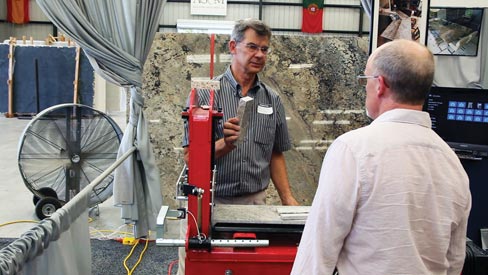 Tomahawk Stone Splitter inventor Louwrens Mulder demonstrates the machine