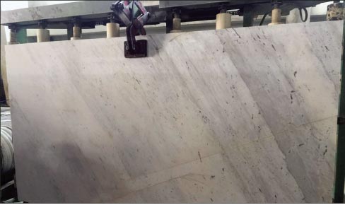 Royal White (slab shown above) and Imperial White are two varieties of the new, high-grade marble in production at the quarry,  by Cosmopolitan Marble.