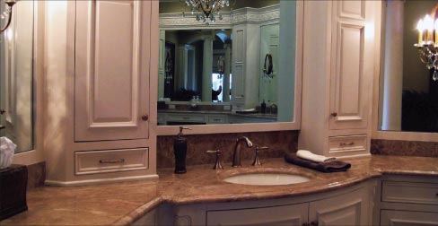 3cm Light Emperador marble  vanity with ogee edge