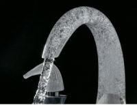 Does that come in glass? Why, yes it does. Glass faucets are one of the unexpected materials energizing faucet design.